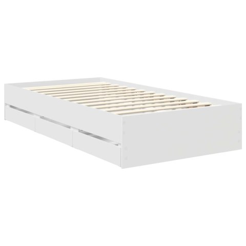 VidaXL Ramka łóżka z szufladą Biały 90 x 200 cm Drewno inżynieryjne