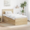 VidaXL Ramka łóżka Dąb Sonoma 75 x 190 cm Materiał drewnopochodny