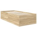 VidaXL Ramka łóżka Dąb Sonoma 75 x 190 cm Materiał drewnopochodny