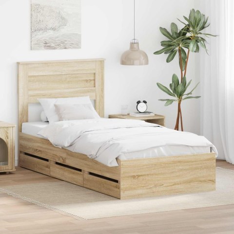 VidaXL Ramka łóżka Dąb Sonoma 75 x 190 cm Drewno inżynieryjne