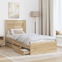 VidaXL Ramka łóżka Dąb Sonoma 75 x 190 cm Drewno inżynieryjne