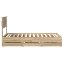 VidaXL Ramka łóżka Dąb Sonoma 75 x 190 cm Drewno inżynieryjne