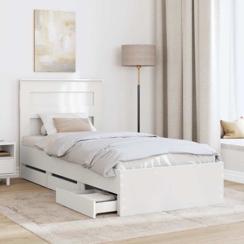 VidaXL Ramka łóżka z szufladą Biały 75 x 190 cm Drewno inżynieryjne