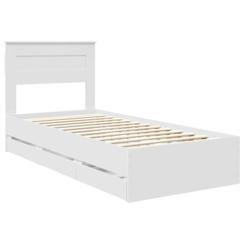 VidaXL Ramka łóżka z szufladą Biały 75 x 190 cm Drewno inżynieryjne