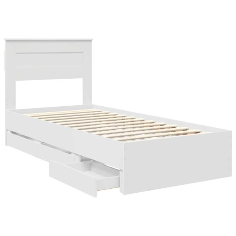 VidaXL Ramka łóżka z szufladą Biały 75 x 190 cm Drewno inżynieryjne