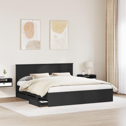 VidaXL Ramka łóżka z szufladą Czarny 180 x 200 cm Drewno inżynieryjne