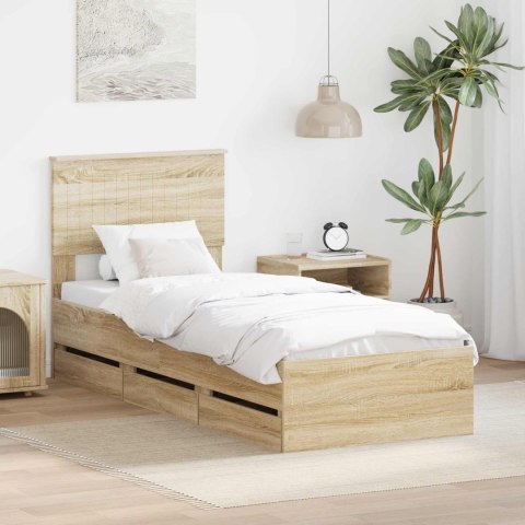 VidaXL Ramka łóżka Dąb Sonoma 75 x 190 cm Drewno inżynieryjne
