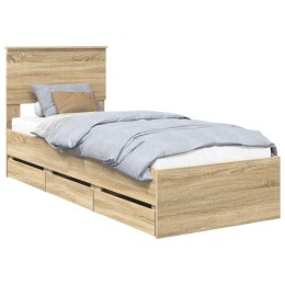 VidaXL Ramka łóżka Dąb Sonoma 75 x 190 cm Drewno inżynieryjne