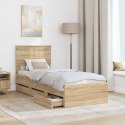 VidaXL Ramka łóżka Dąb Sonoma 75 x 190 cm Drewno inżynieryjne