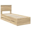 VidaXL Ramka łóżka Dąb Sonoma 75 x 190 cm Drewno inżynieryjne