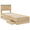 VidaXL Ramka łóżka Dąb Sonoma 75 x 190 cm Drewno inżynieryjne