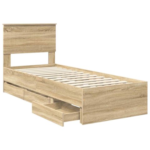 VidaXL Ramka łóżka Dąb Sonoma 75 x 190 cm Drewno inżynieryjne