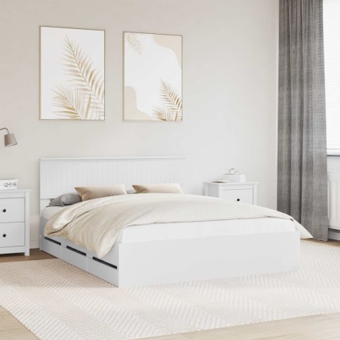 VidaXL Ramka łóżka z szufladą Biały 160 x 200 cm Drewno inżynieryjne