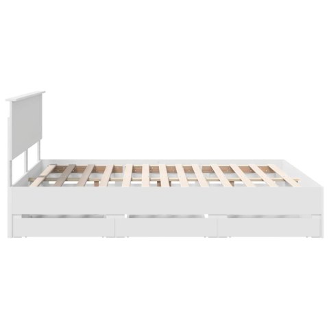VidaXL Ramka łóżka z szufladą Biały 160 x 200 cm Drewno inżynieryjne