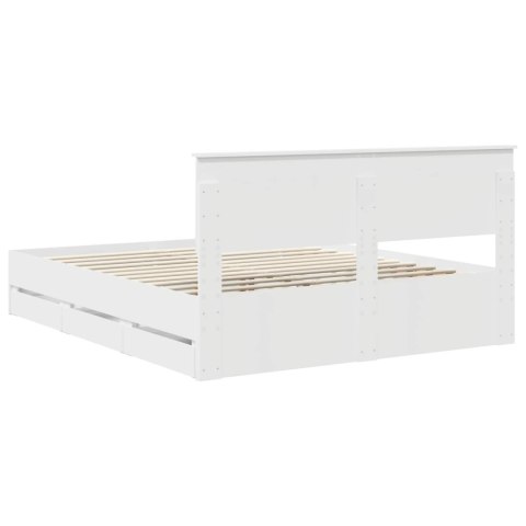 VidaXL Ramka łóżka z szufladą Biały 160 x 200 cm Drewno inżynieryjne