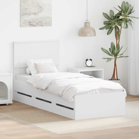 VidaXL Ramka łóżka z szufladą Biały 75 x 190 cm Drewno inżynieryjne