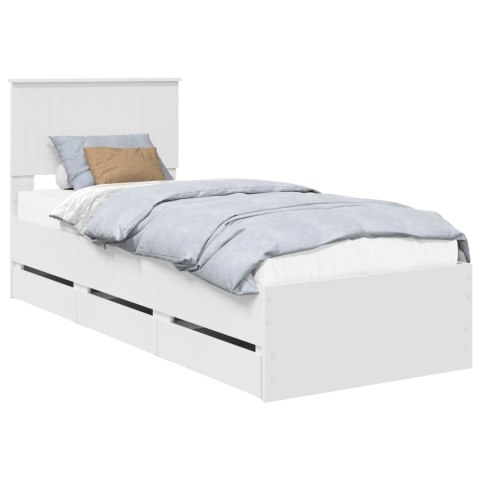 VidaXL Ramka łóżka z szufladą Biały 75 x 190 cm Drewno inżynieryjne