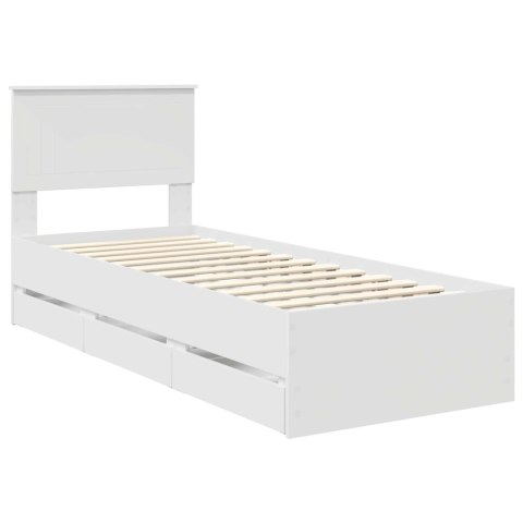 VidaXL Ramka łóżka z szufladą Biały 75 x 190 cm Drewno inżynieryjne