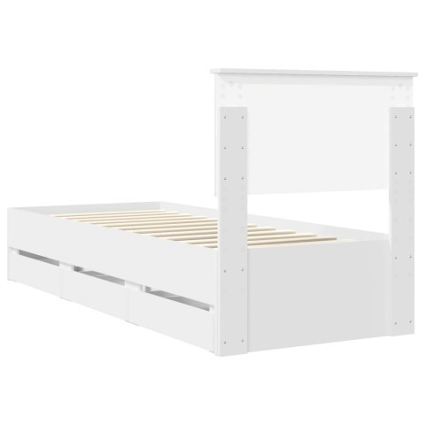 VidaXL Ramka łóżka z szufladą Biały 75 x 190 cm Drewno inżynieryjne