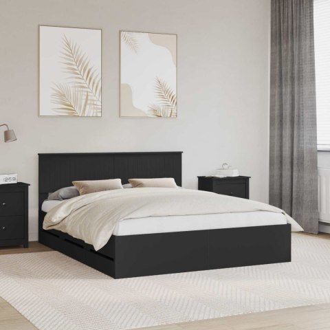 VidaXL Ramka łóżka z szufladą Czarny 160 x 200 cm Drewno inżynieryjne