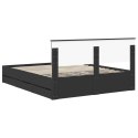VidaXL Ramka łóżka z szufladą Czarny 160 x 200 cm Drewno inżynieryjne