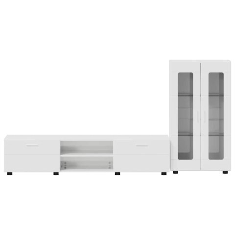 VidaXL Zestaw szafek RTV Wysoki połysk biały Materiał drewnopochodny