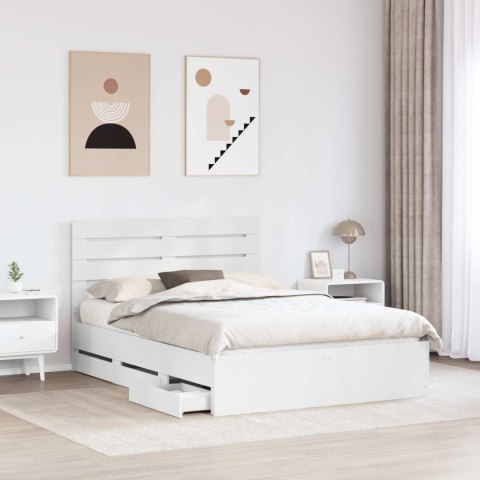 VidaXL Ramka łóżka z szufladą Biały 160 x 200 cm Drewno inżynieryjne