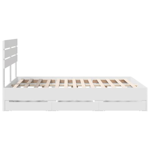 VidaXL Ramka łóżka z szufladą Biały 160 x 200 cm Drewno inżynieryjne