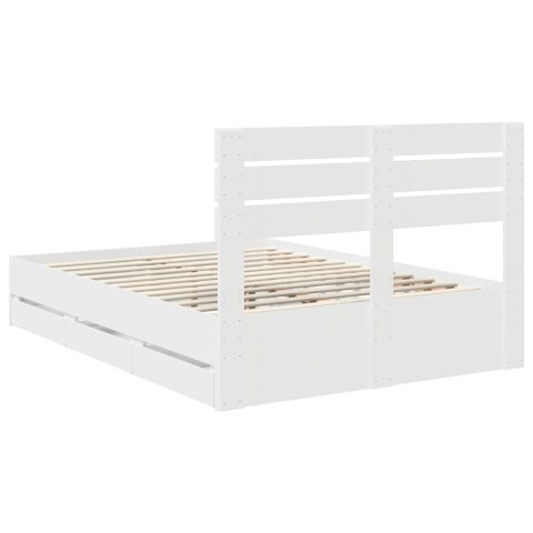 VidaXL Ramka łóżka z szufladą Biały 160 x 200 cm Drewno inżynieryjne
