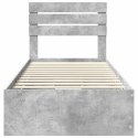 RAMA ŁÓŻKA BETONOWY SZARY 90X200CM DREWNO INŻYNIERYJNE