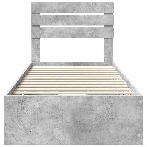 RAMA ŁÓŻKA BETONOWY SZARY 90X200CM DREWNO INŻYNIERYJNE