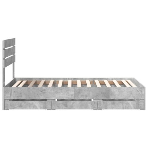 RAMA ŁÓŻKA BETONOWY SZARY 90X200CM DREWNO INŻYNIERYJNE