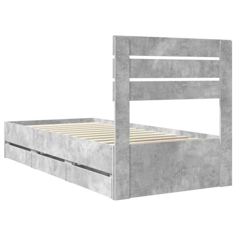 RAMA ŁÓŻKA BETONOWY SZARY 90X200CM DREWNO INŻYNIERYJNE