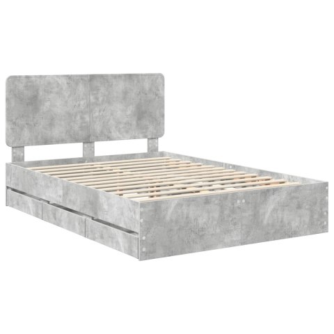 RAMA ŁÓŻKA BETONOWY SZARY 160X200CM DREWNO INŻYNIERYJNE