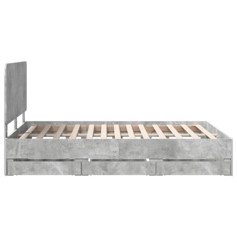 RAMA ŁÓŻKA BETONOWY SZARY 160X200CM DREWNO INŻYNIERYJNE