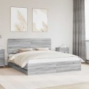RAMA ŁÓŻKA SZARY SONOMA 200X200CM DREWNO INŻYNIERYJNE