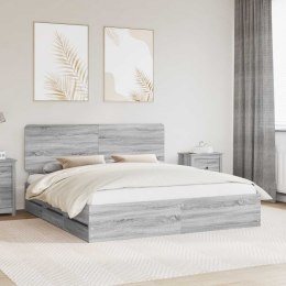 RAMA ŁÓŻKA SZARY SONOMA 200X200CM DREWNO INŻYNIERYJNE