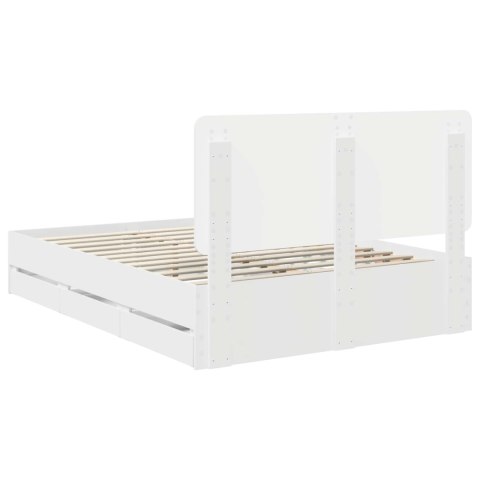 RAMA ŁÓŻKA Z SZUFLADĄ BIAŁY 150X200CM DREWNO INŻYNIERYJNE