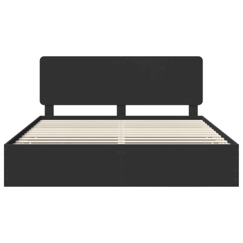 RAMA ŁÓŻKA Z SZUFLADĄ CZARNY 200X200CM DREWNO INŻYNIERYJNE