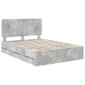 RAMA ŁÓŻKA BETONOWY SZARY 140X190CM DREWNO INŻYNIERYJNE