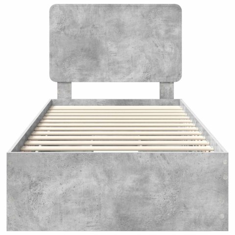 RAMA ŁÓŻKA BETONOWY SZARY 90X190CM DREWNO INŻYNIERYJNE