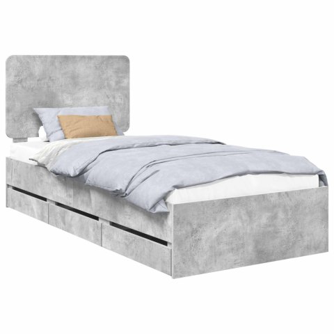 RAMA ŁÓŻKA BETONOWY SZARY 90X200CM DREWNO INŻYNIERYJNE