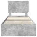 RAMA ŁÓŻKA BETONOWY SZARY 90X200CM DREWNO INŻYNIERYJNE