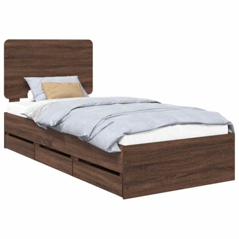 RAMA ŁÓŻKA BRĄZOWY DĄB 100X200CM DREWNO INŻYNIERYJNE