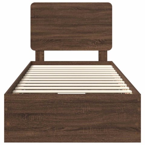 RAMA ŁÓŻKA BRĄZOWY DĄB 100X200CM DREWNO INŻYNIERYJNE