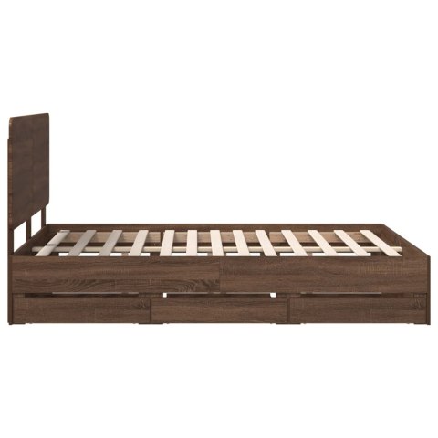 RAMA ŁÓŻKA BRĄZOWY DĄB 140X200CM DREWNO INŻYNIERYJNE