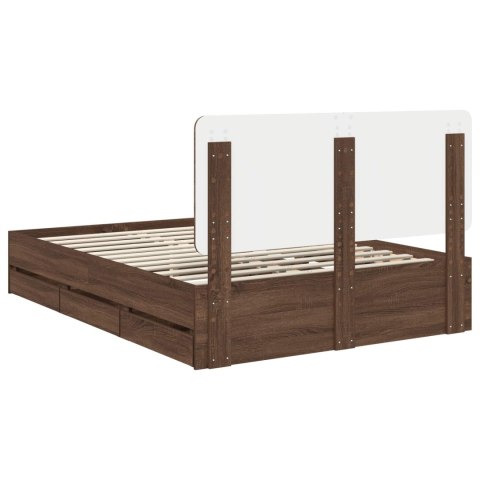 RAMA ŁÓŻKA BRĄZOWY DĄB 140X200CM DREWNO INŻYNIERYJNE