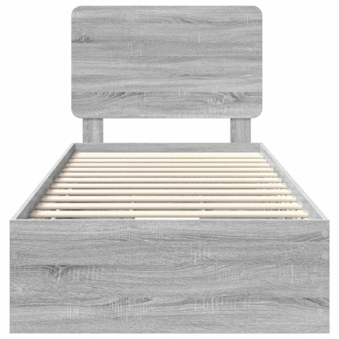 RAMA ŁÓŻKA SZARY SONOMA 90X190CM DREWNO INŻYNIERYJNE
