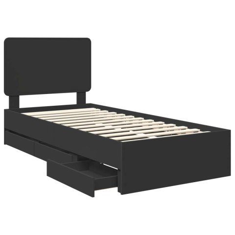 RAMA ŁÓŻKA Z SZUFLADĄ CZARNY 100X200CM DREWNO INŻYNIERYJNE