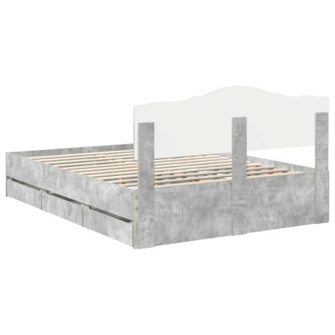 RAMA ŁÓŻKA BETONOWY SZARY 160X200CM DREWNO INŻYNIERYJNE